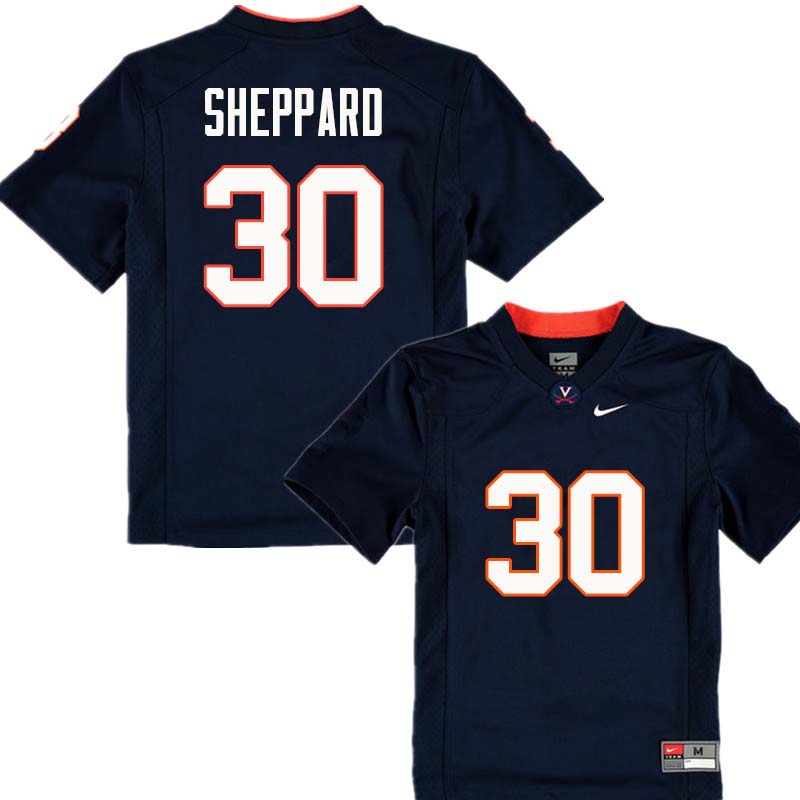 Men #30 Dominic Sheppard Virginia Cavaliers College Football Jerseys Sale-Navy - Click Image to Close